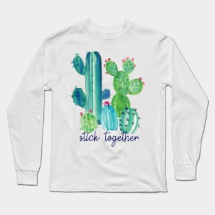 Stick Together Watercolor Cacti Long Sleeve T-Shirt